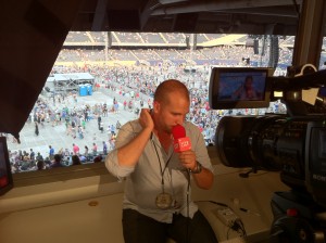 Matt Koerner, our on-air talent, prepares for the live show.
